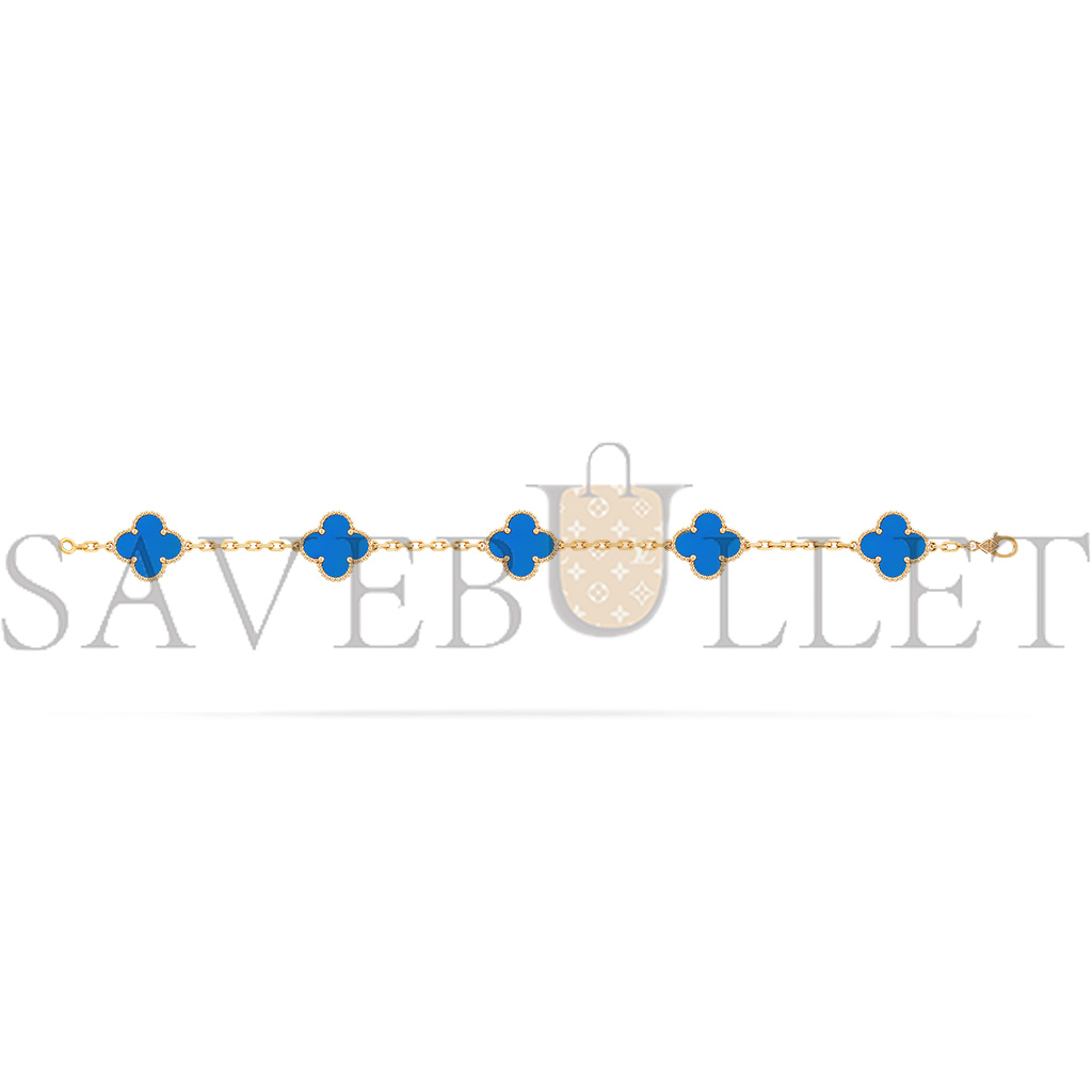 VAN CLEEF ARPELS VINTAGE ALHAMBRA BRACELET, 5 MOTIFS - YELLOW GOLD, AGATE VCARP34900 VAN CLEEF ARPELS VINTAGE ALHAMBRA BRACELET, 5 MOTIFS - YELLOW GOLD, AGATE VCARP34900